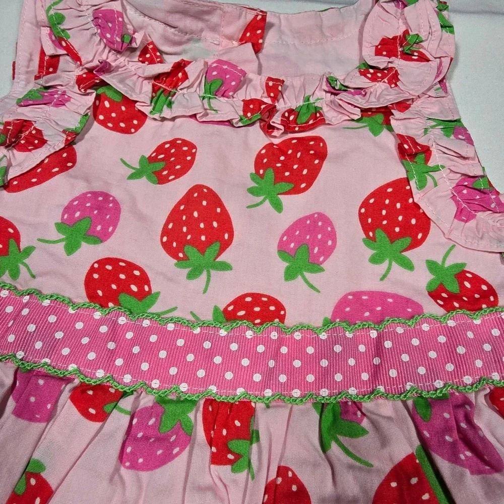 Gymboree 3T Girls Pink Strawberry Print Summer Dress with Ruffle Trim NWT